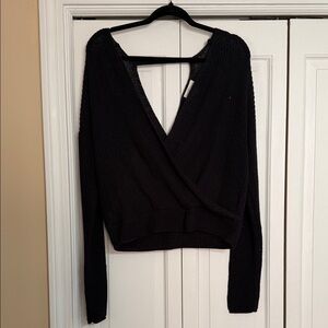 Francesca’s Black Knit Wrap Sweater